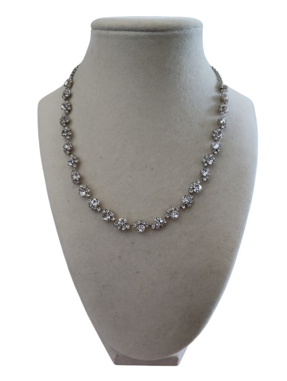 Silver-Tone Clear Rhinestone Statement Necklace